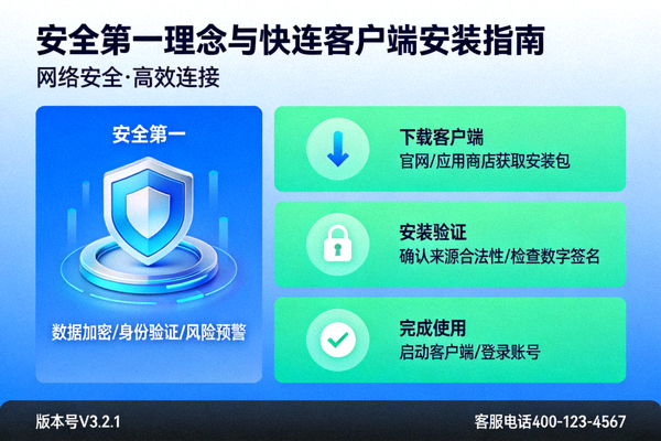 安全第一理念与快连客户端安装指南概念图